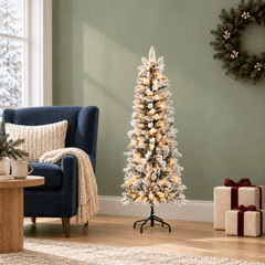 Pre-Lit Fraser Fir Pencil Artificial Christmas Tree with Warm Lights for Holiday Decor