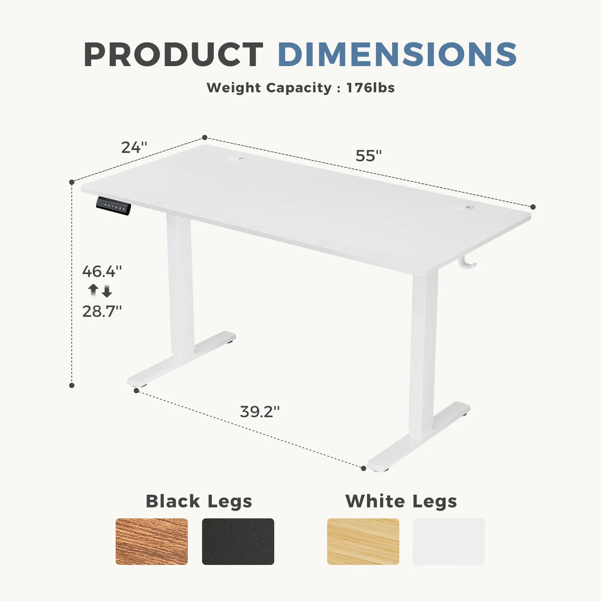 Electric Standing Desk with Memory Presets, Height Adjustable Desk 40/48/55 Inch