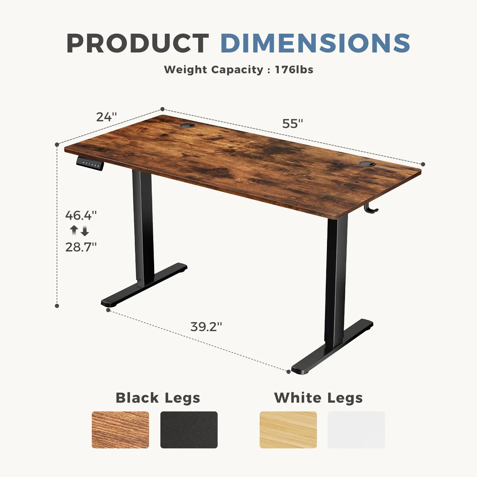 Electric Standing Desk with Memory Presets, Height Adjustable Desk 40/48/55 Inch