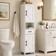 Tall Narrow Storage Cabinet with 2 Barn Doors & Drawer
