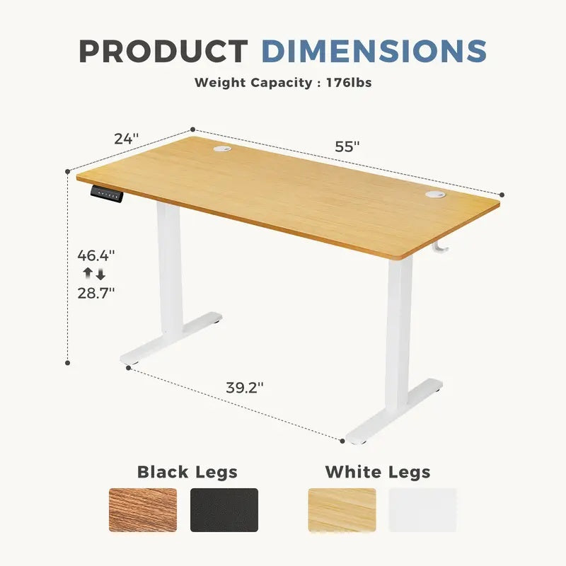 Electric Standing Desk with Memory Presets, Height Adjustable Desk 40/48/55 Inch