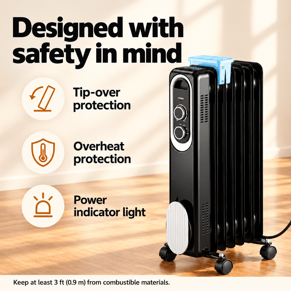 1500W Portable Space Heater with Adjustable Thermostat