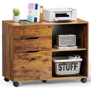 3-Drawer Rolling Filing Cabinet with Printer Stand, Mobile Office Storage Cabinet on Wheels with Locking Casters