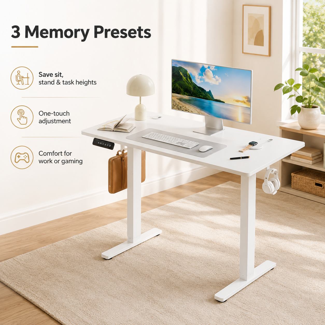 Electric Standing Desk with Memory Presets, Height Adjustable Desk 40/48/55 Inch