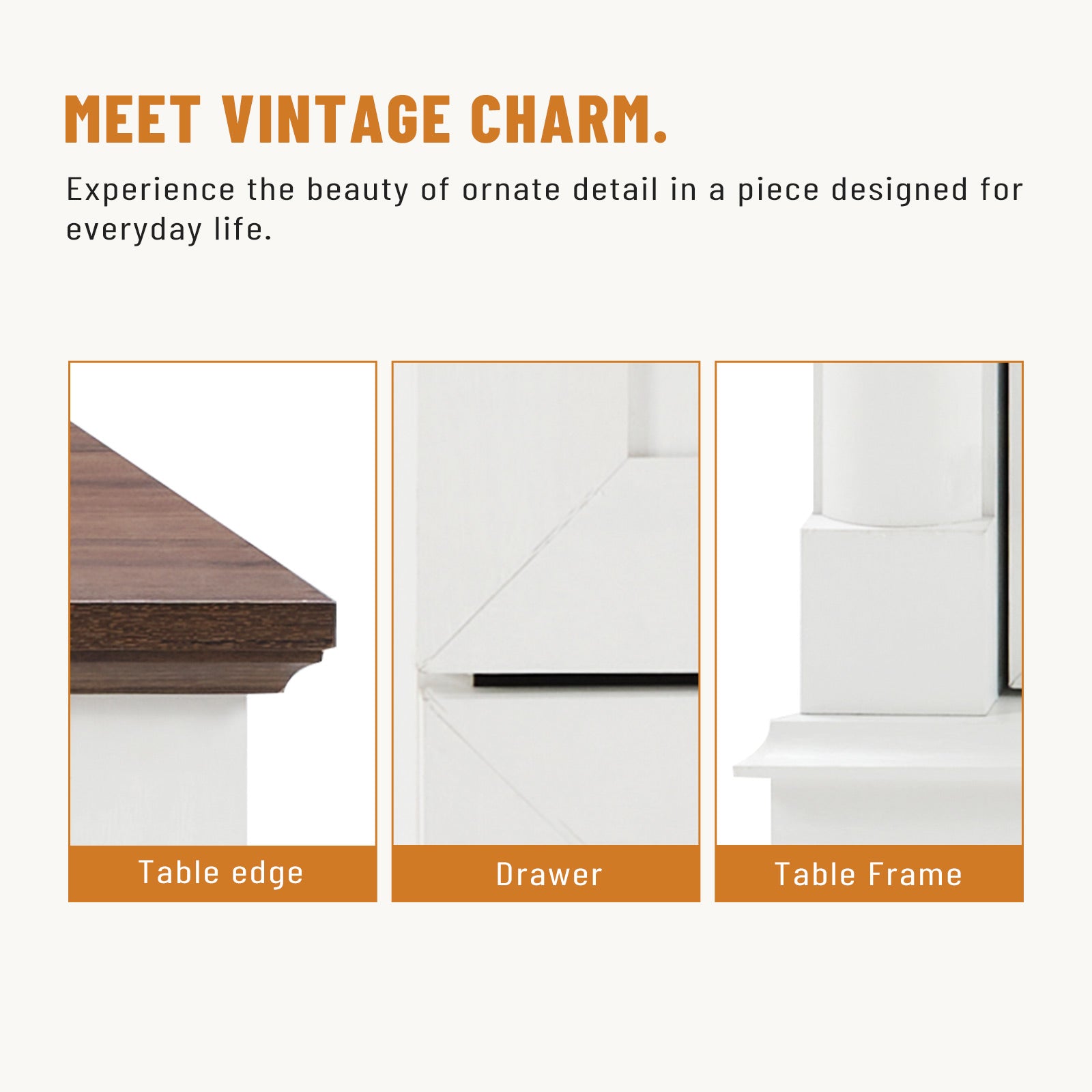 Farmhouse Executive Wood Desk 7 Drawers