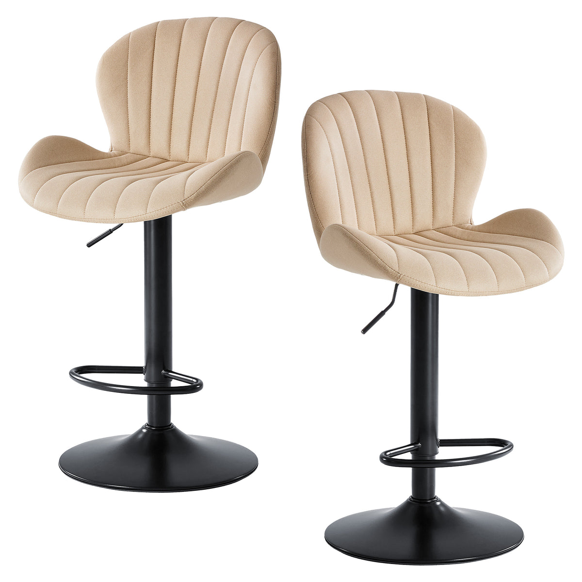 Modern Adjustable Swivel Bar Stools with Fabric Upholstery
