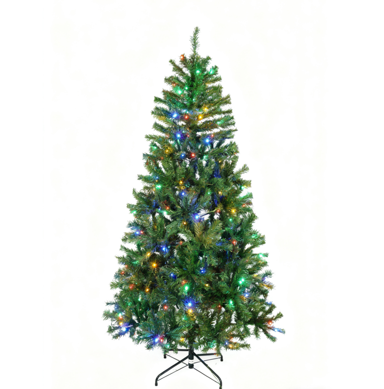 Pre-Lit Artificial Christmas Tree with Color-Changing LED Lights, Green