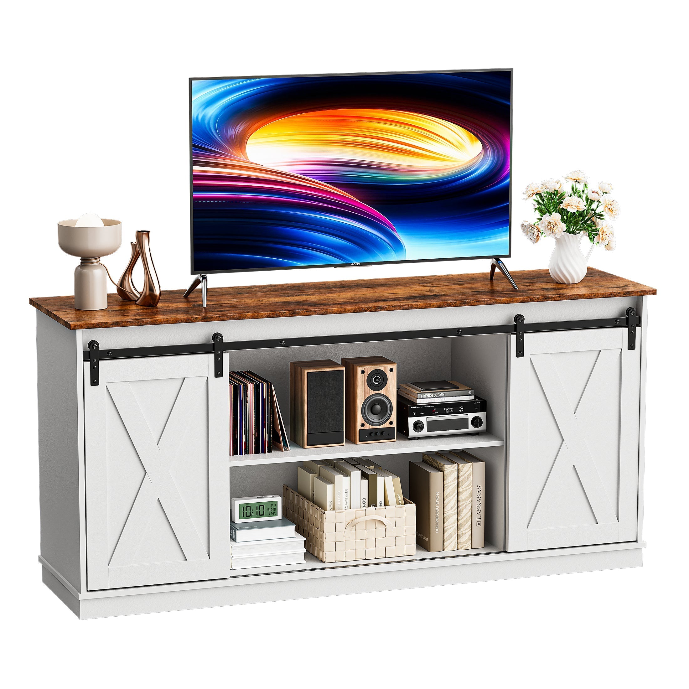 EDX Farmhouse TV Stand with Storage