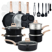 Warebay 17 & 25PCS Complete Nonstick Cookware Set with Aluminum Pots & Pans