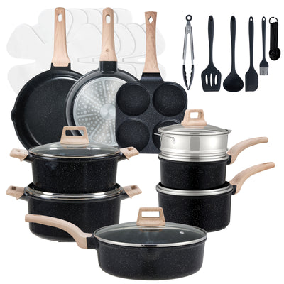17 & 25 PCS Complete Nonstick Cookware Set 