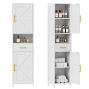 Tall Narrow Storage Cabinet with 2 Barn Doors & Drawer