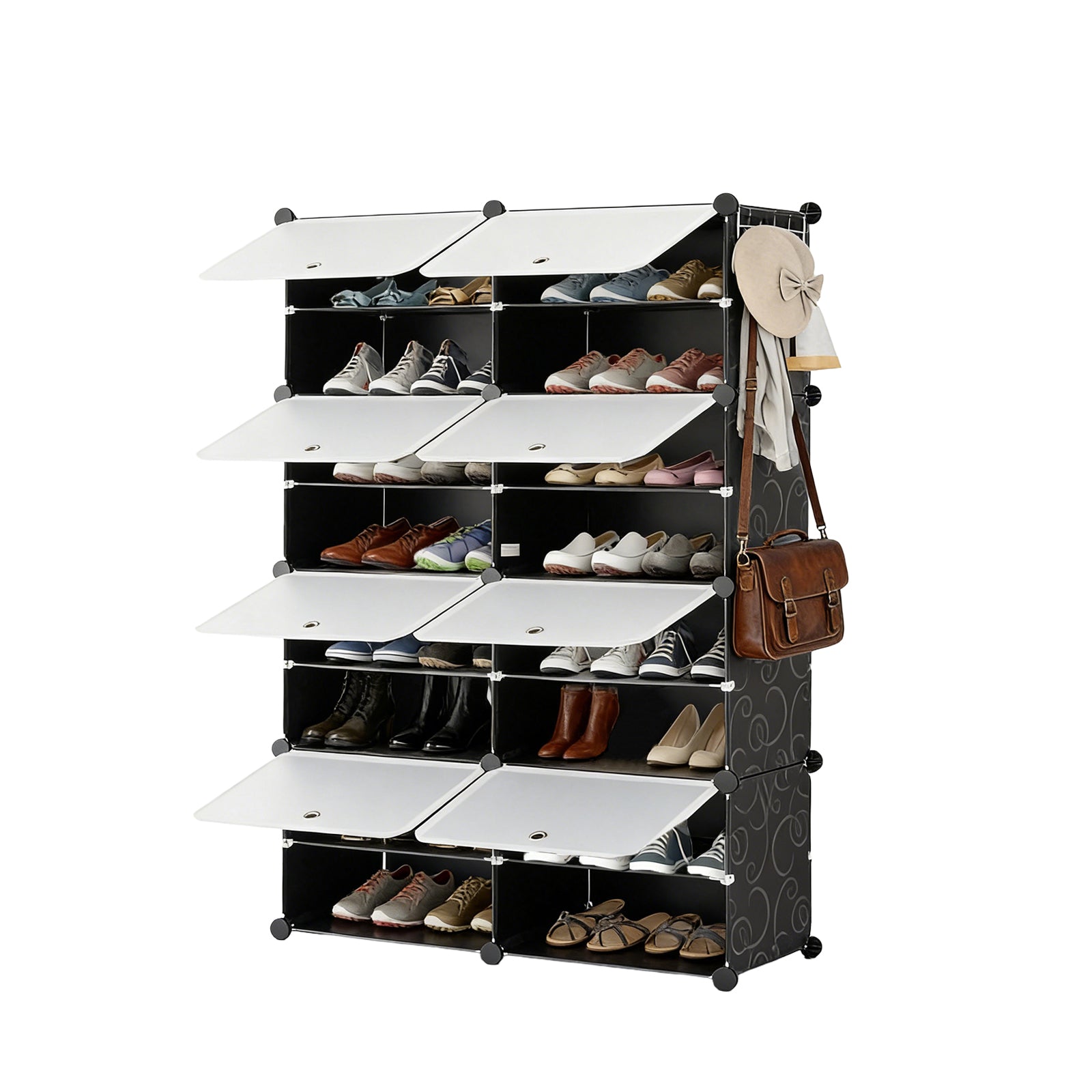 WareBay 6/8-Tier Shoe Cabinet with Door – Stackable Shoe Rack Storage for Entryway