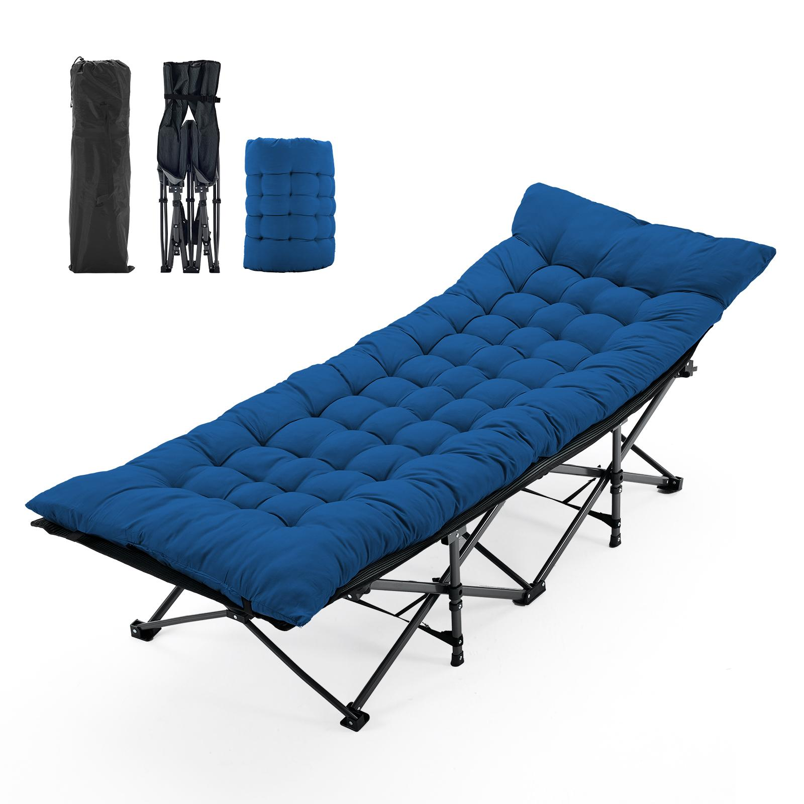 6-Position Adjustable Folding Camping Cot with Mattress – Supports 450 lbs