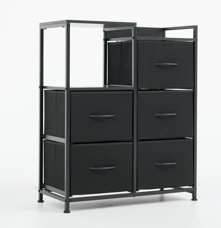 WareBay 5-Drawer Fabric Wardrobe with Double Shelf – Freestanding Bedroom Storage Cabinet