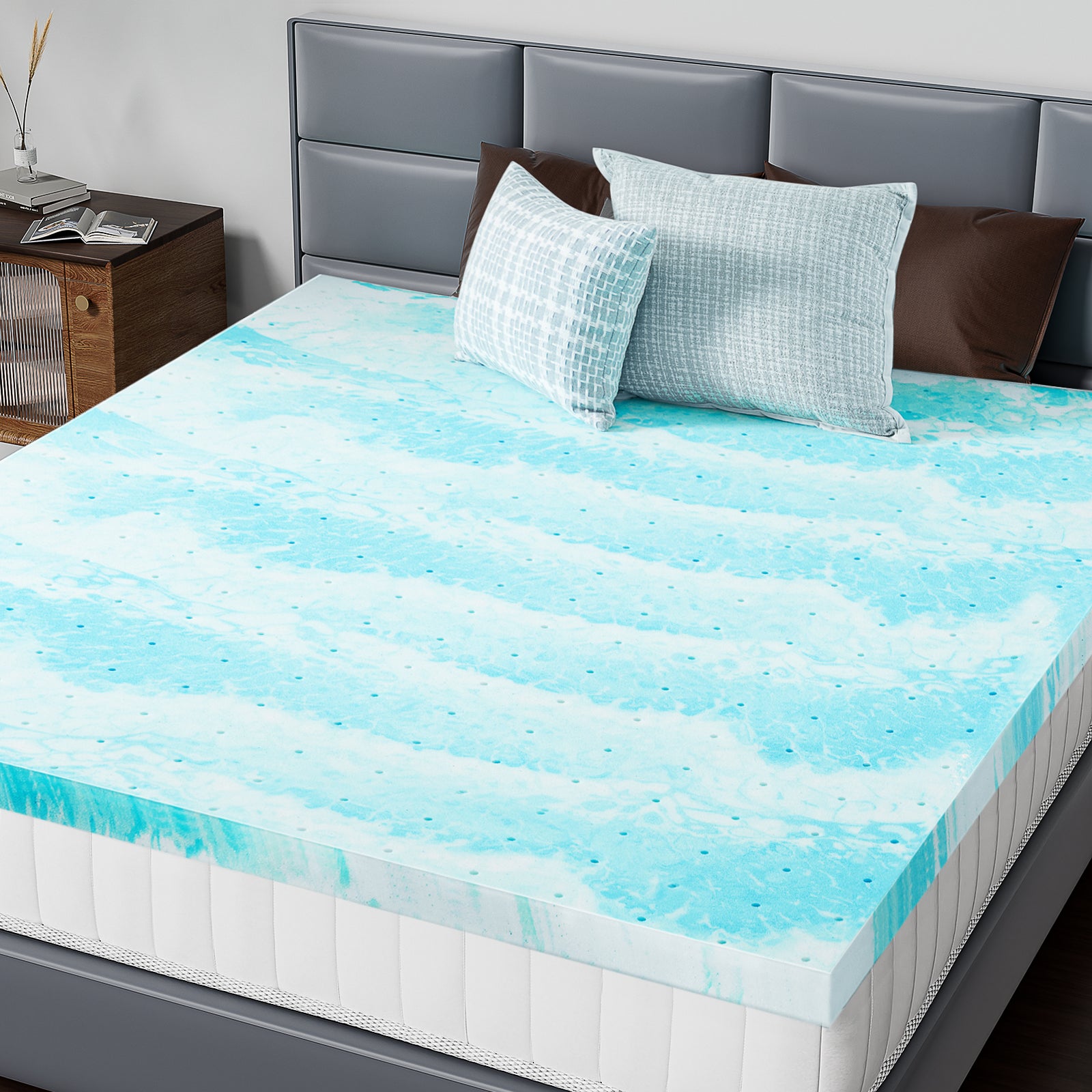Warebay Gel Memory Foam Mattress Topper – Cooling Sleep Upgrade with Pressure Relief & Body Support