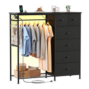 Warebay Fabric Storage Locker with Hanging Rack, LED Lights & Charging Station
