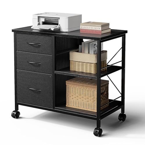 3-layer mobile filing cabinet, printer stand with storage, office storage cabinet with drawers and back support strips