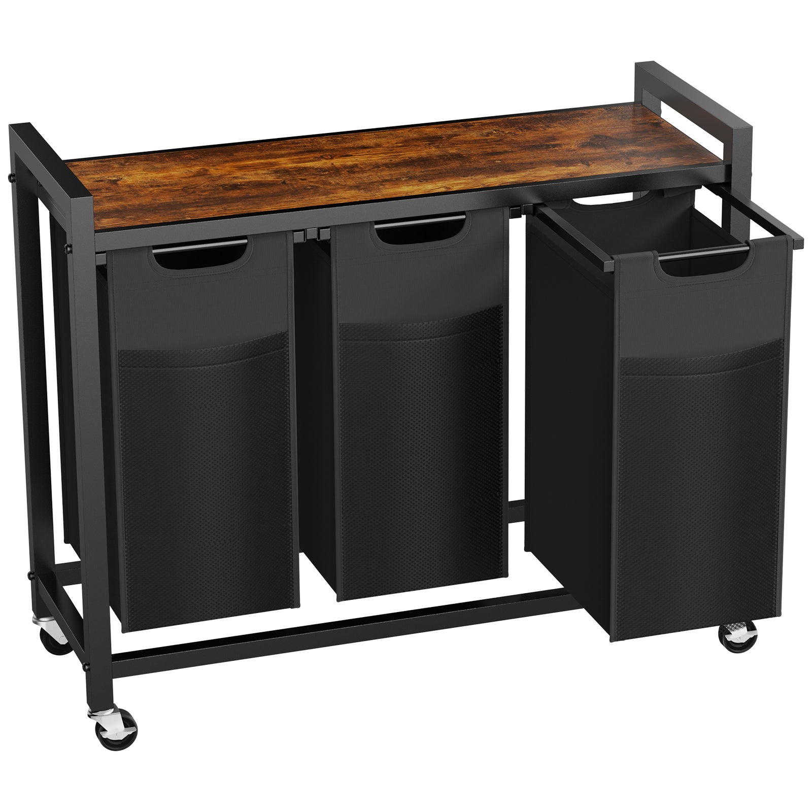 WareBay Laundry Hamper with Removable Bags, Shelf & Wheels – 1 to 4 Basket Sorter