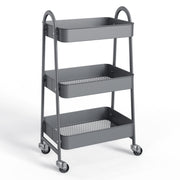 WareBay 3-Tier Rolling Cart | Metal Storage Organizer with Locking Wheels for Kitchen & Bathroom