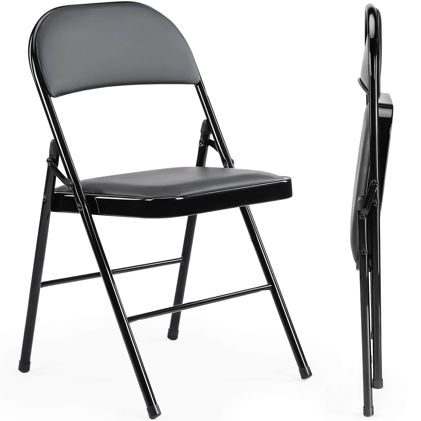 Leather Folding Chair Black
