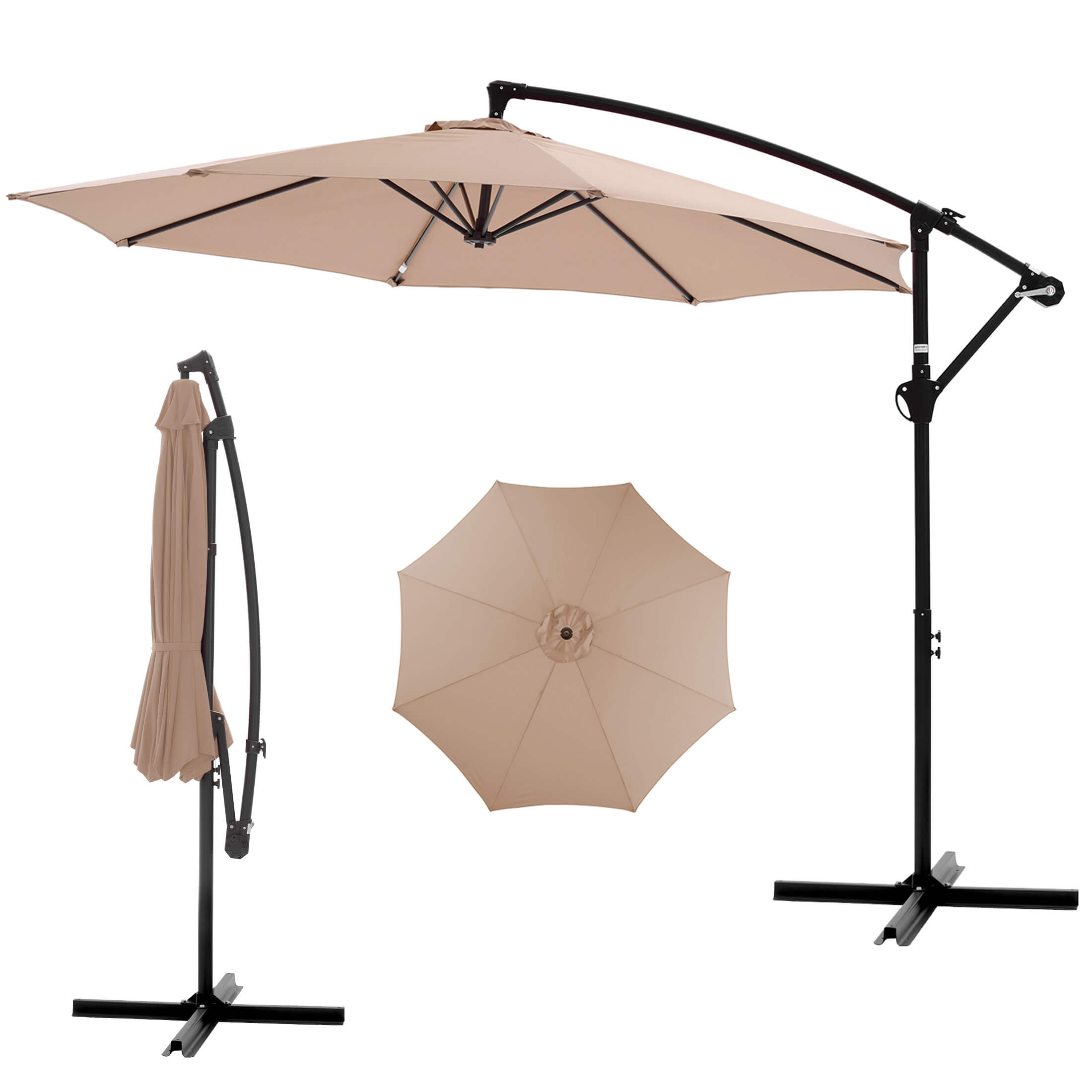 10ft Cantilever Patio Umbrella for Garden, Backyard, Poolside