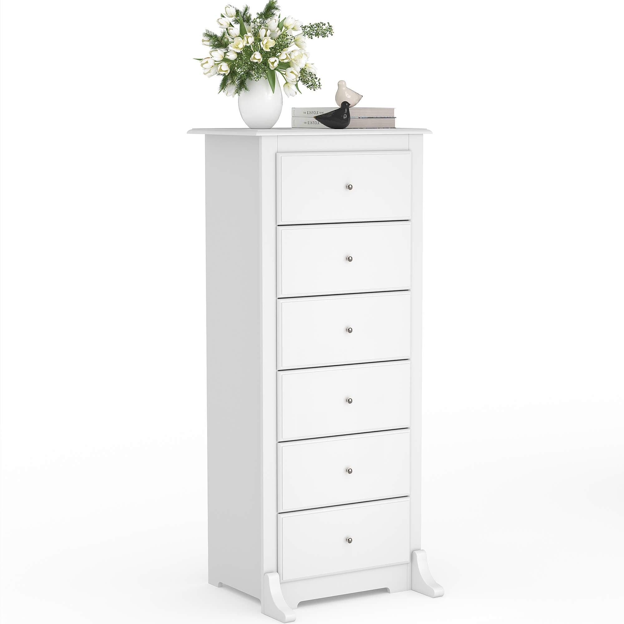 Tall 6-Drawer Wood-Grain Dresser