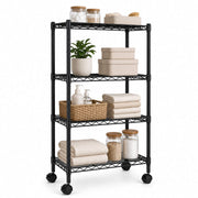Heavy Duty Rolling Wire Shelving Unit, 3/4/5-Tier Metal Storage Shelf with Wheels