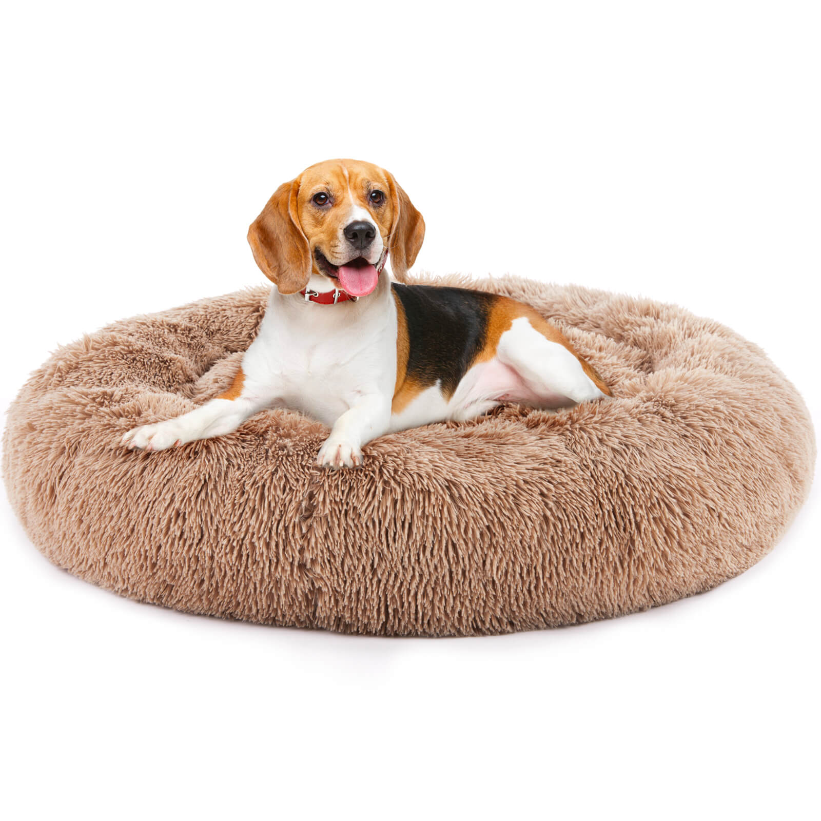 Round Faux Fur Pet Calming Bed