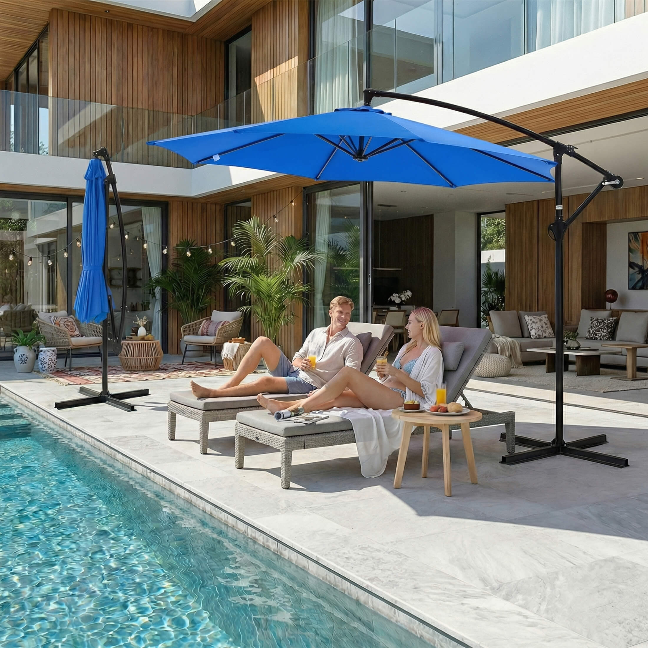 10ft Cantilever Patio Umbrella for Garden, Backyard, Poolside