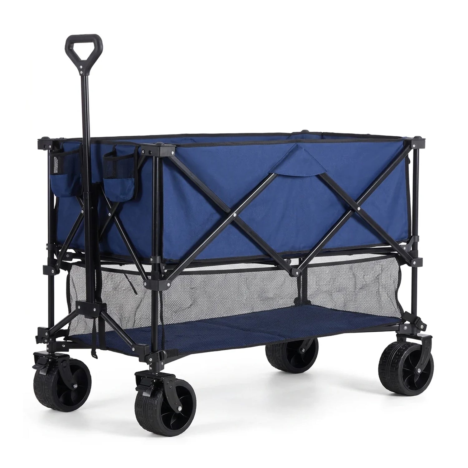 WareBay Double Decker Collapsible Wagon | 440lbs Heavy Duty 320L Utility Cart