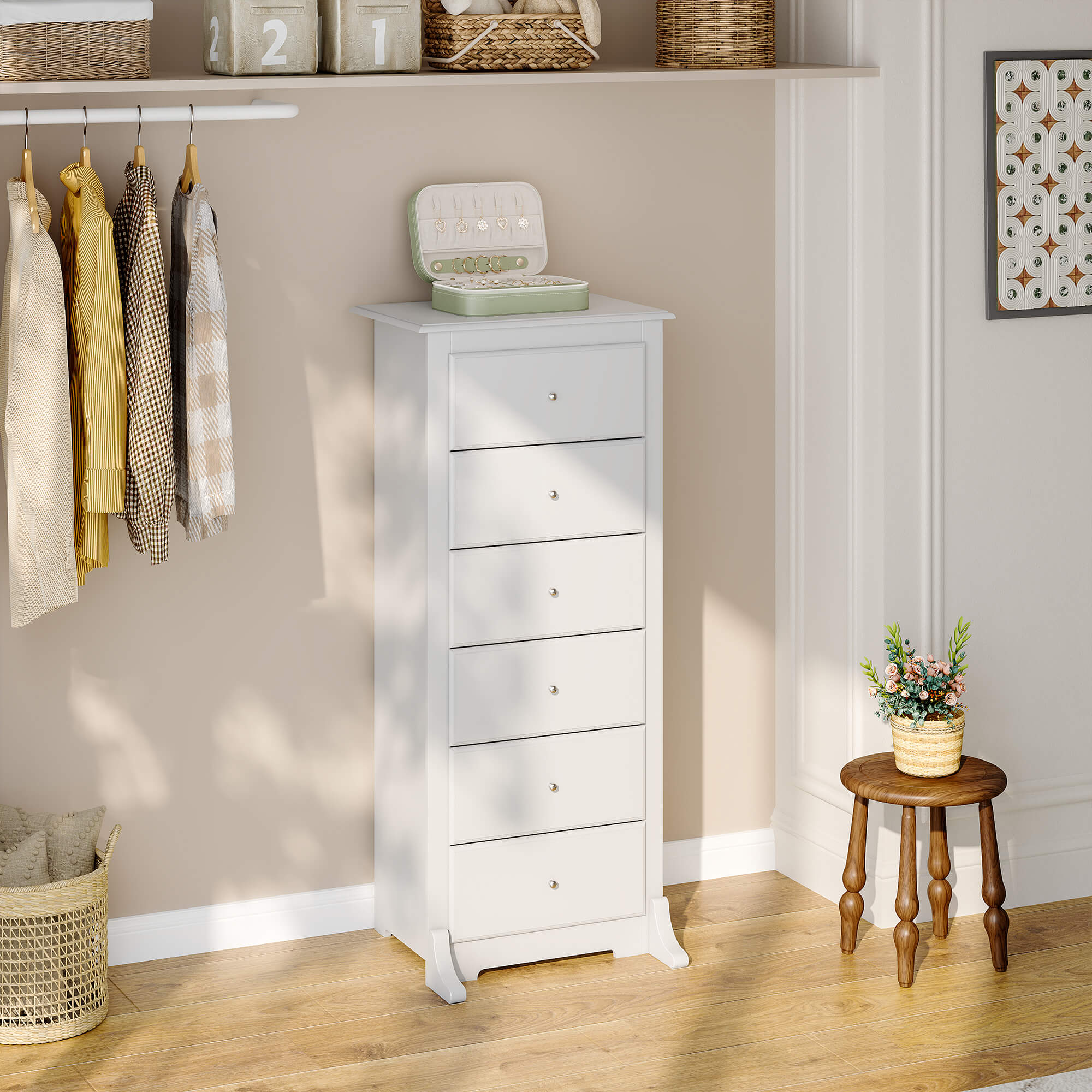 Tall 6-Drawer Wood-Grain Dresser
