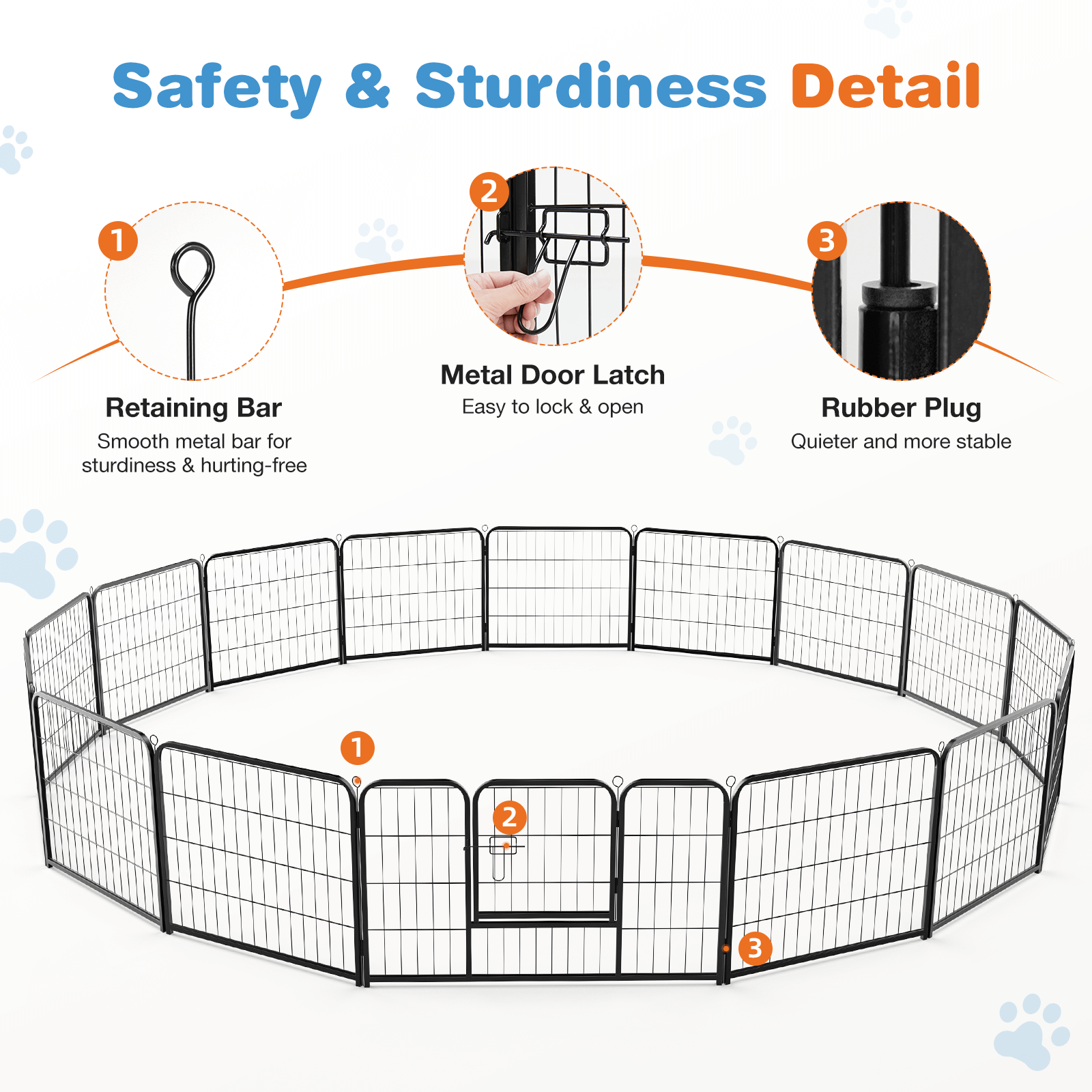 Collapsible Metal Dog Playpen Fence