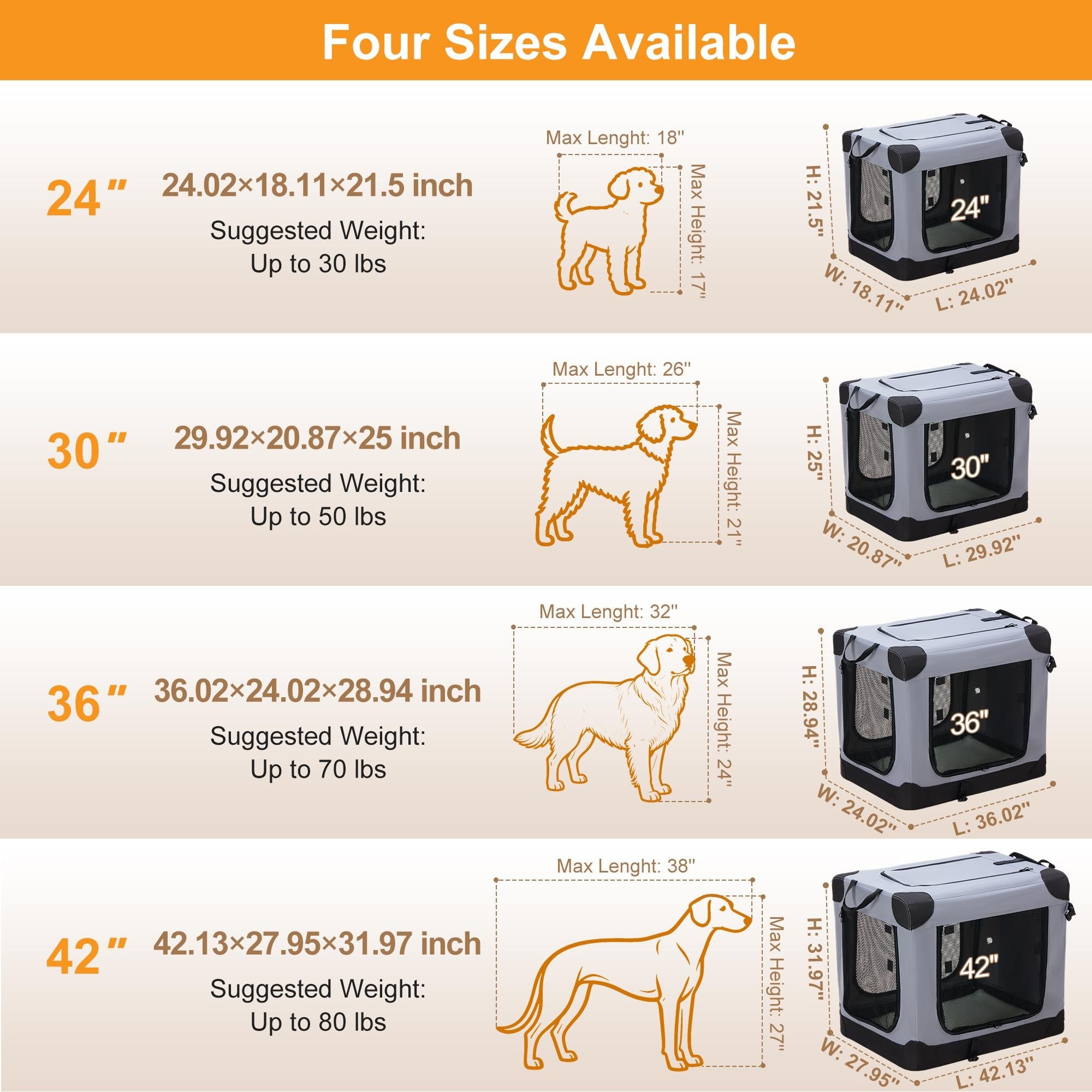 Foldable Soft-Sided Dog Crate with Mesh
