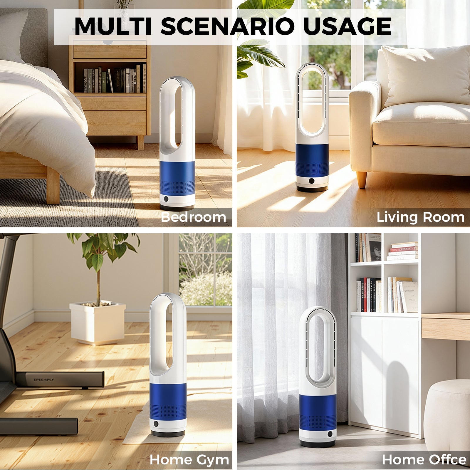 Bladeless Tower Fan 8-Speed 80° Oscillating