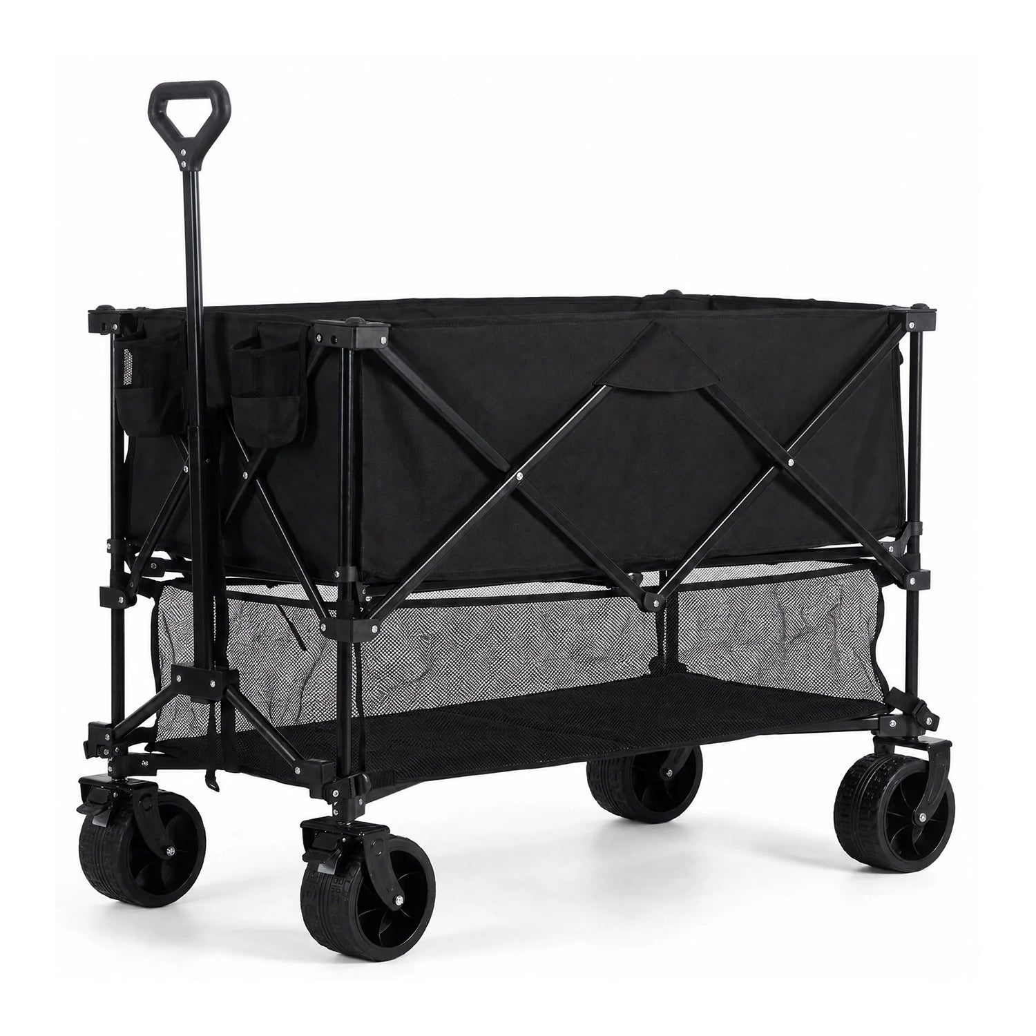 WareBay Double Decker Collapsible Wagon | 440lbs Heavy Duty 320L Utility Cart