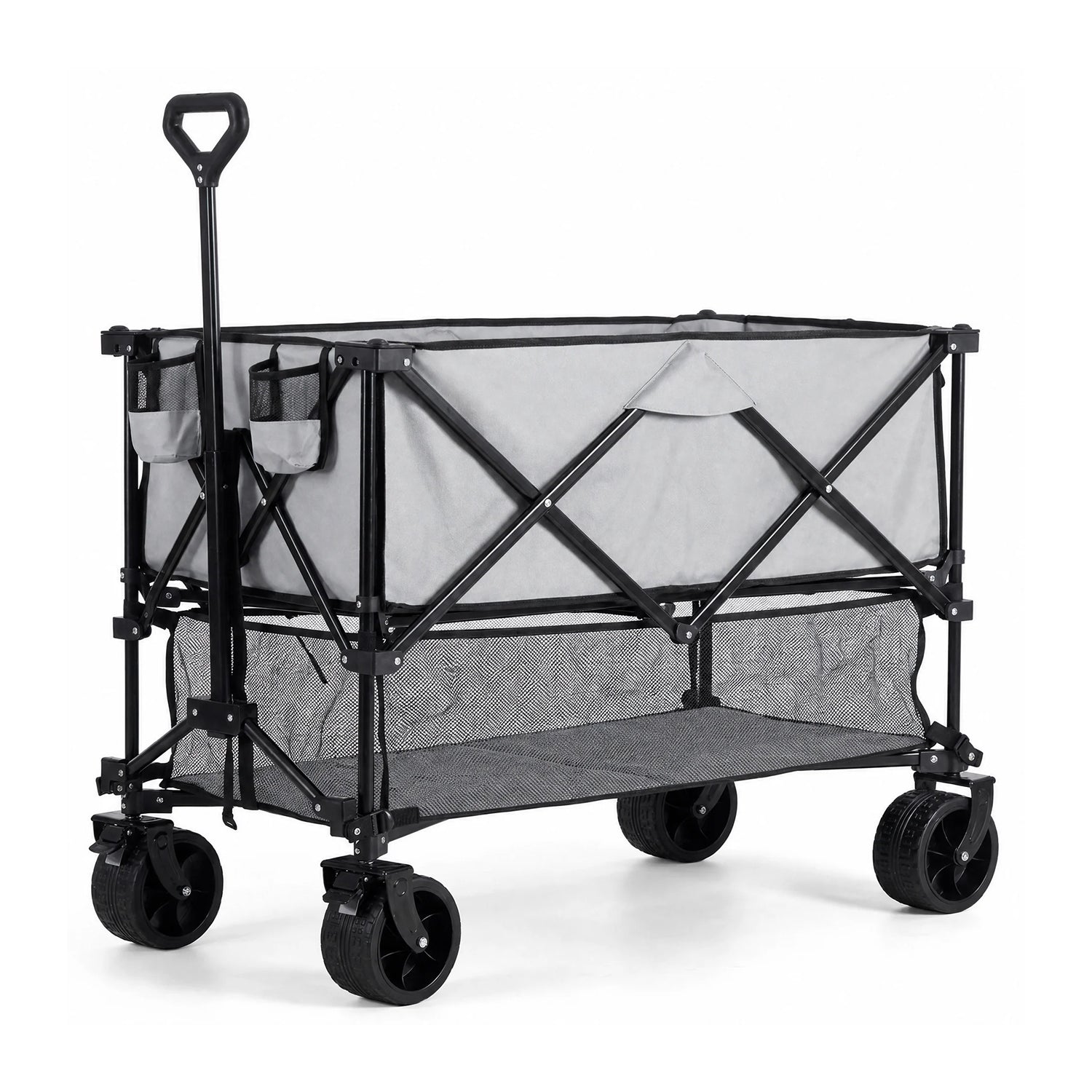 WareBay Double Decker Collapsible Wagon | 440lbs Heavy Duty 320L Utility Cart
