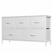 5 Drawer Fabric Dresser with Wood Top for Bedroom