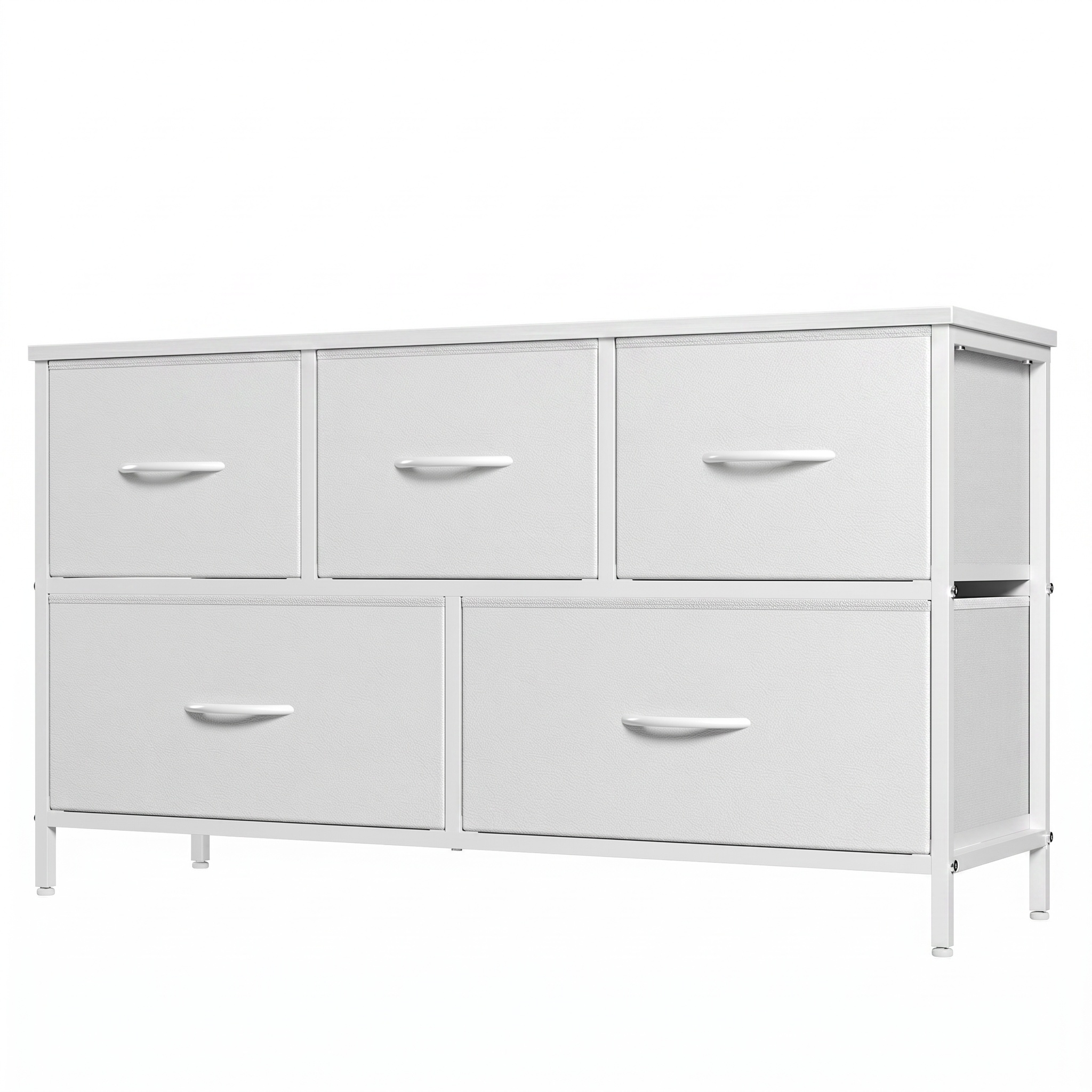5 Drawer Fabric Dresser with Wood Top for Bedroom