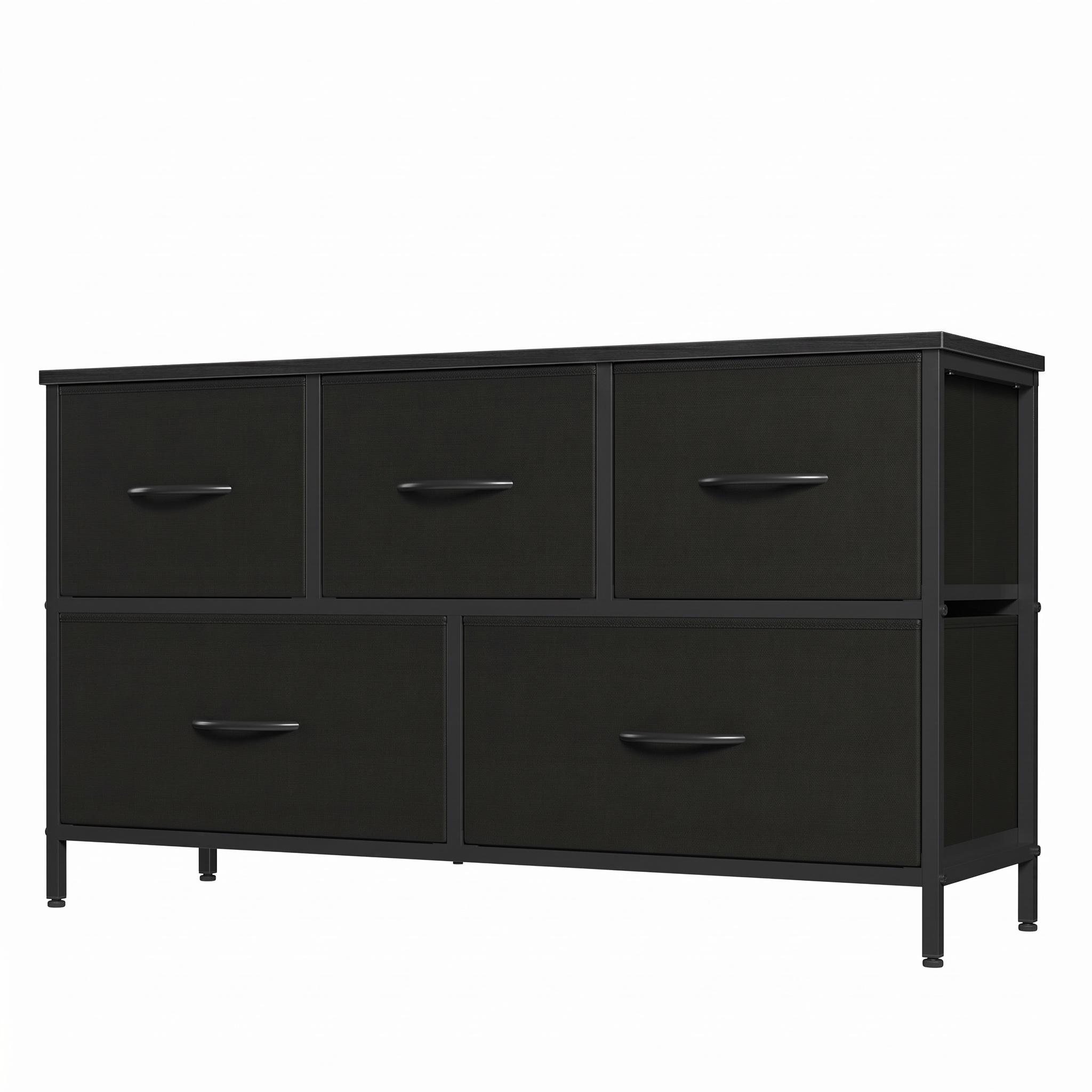 5 Drawer Fabric Dresser with Wood Top for Bedroom
