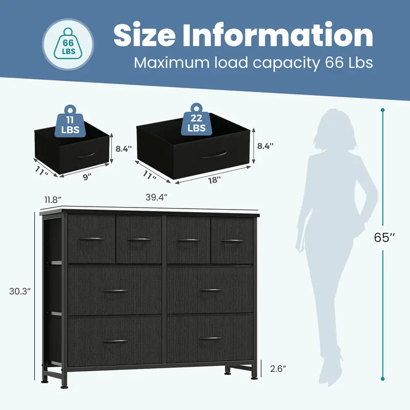 Warebay 8-Drawer Fabric Storage Organizer with Wooden Top