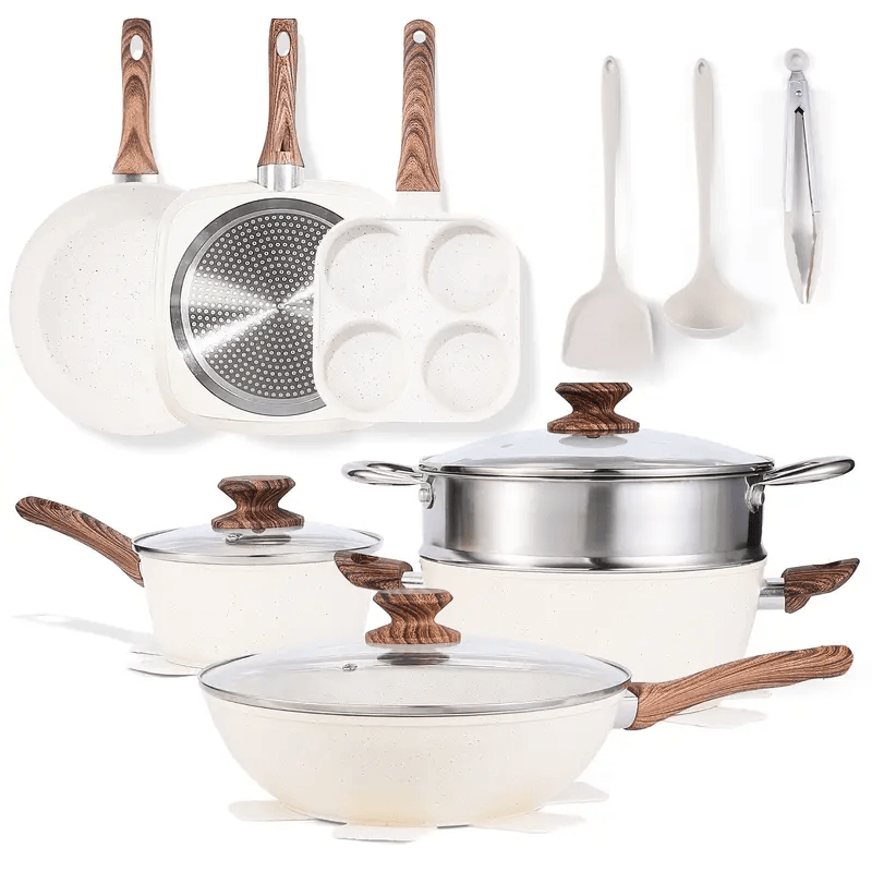 Warebay 17 & 25PCS Complete Nonstick Cookware Set with Aluminum Pots & Pans