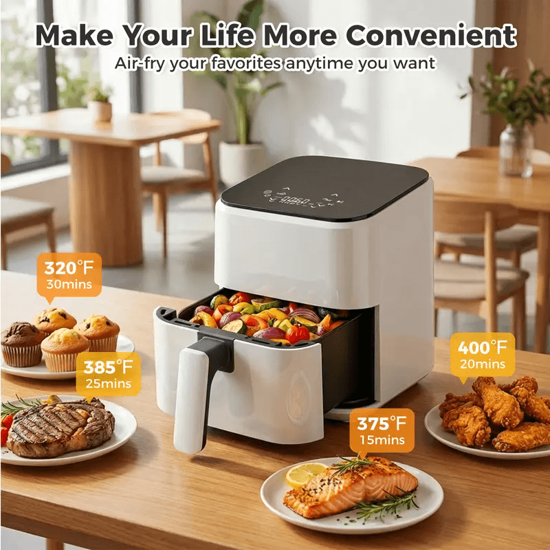 3QT Digital Air Fryer with Precise Temperature Control & 360° Hot Air Circulation
