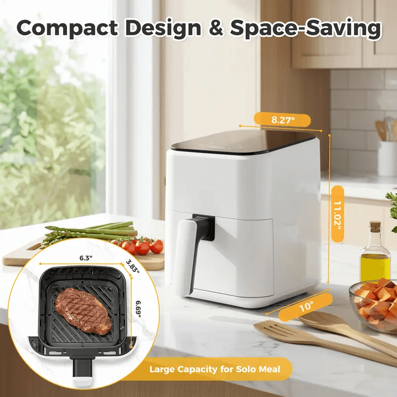 3QT Digital Air Fryer with Precise Temperature Control & 360° Hot Air Circulation