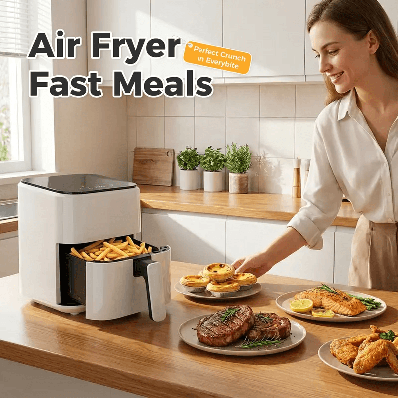 3QT Digital Air Fryer with Precise Temperature Control & 360° Hot Air Circulation