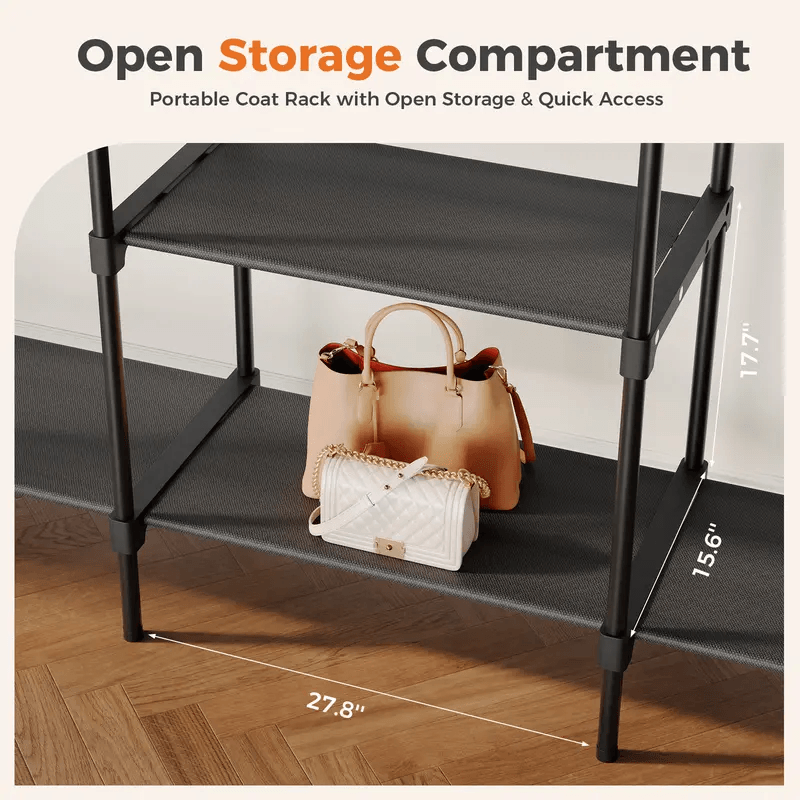 WareBay Open Wardrobe Organizer | Hanging Rod, Shelves & Shoe Storage