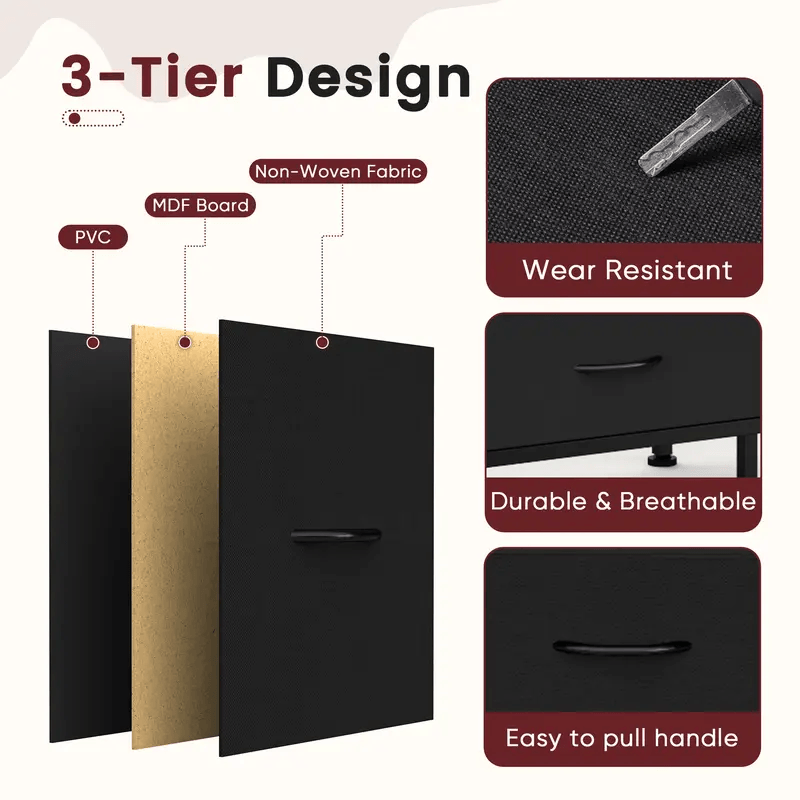 WareBay TV Stand with LED Lights & Power Outlets | 8-Drawer Fabric Storage Cabinet