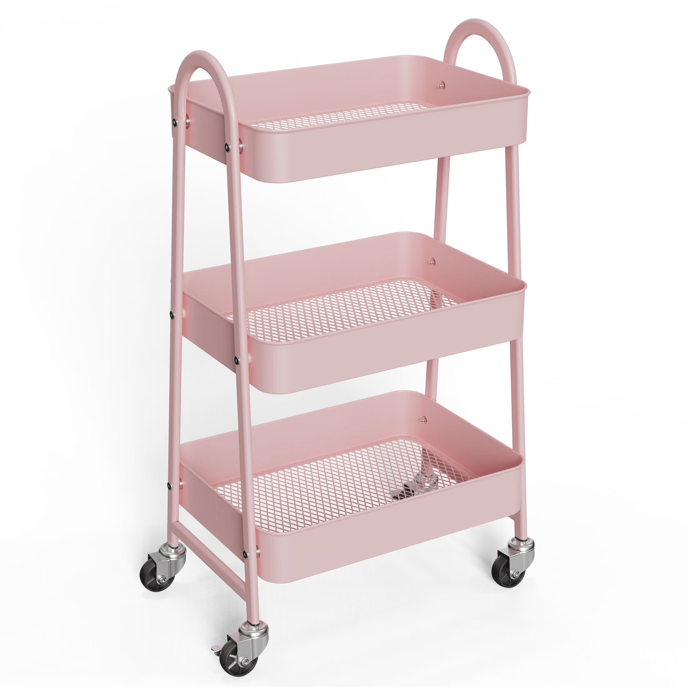 WareBay 3-Tier Rolling Cart | Metal Storage Organizer with Locking Wheels for Kitchen & Bathroom