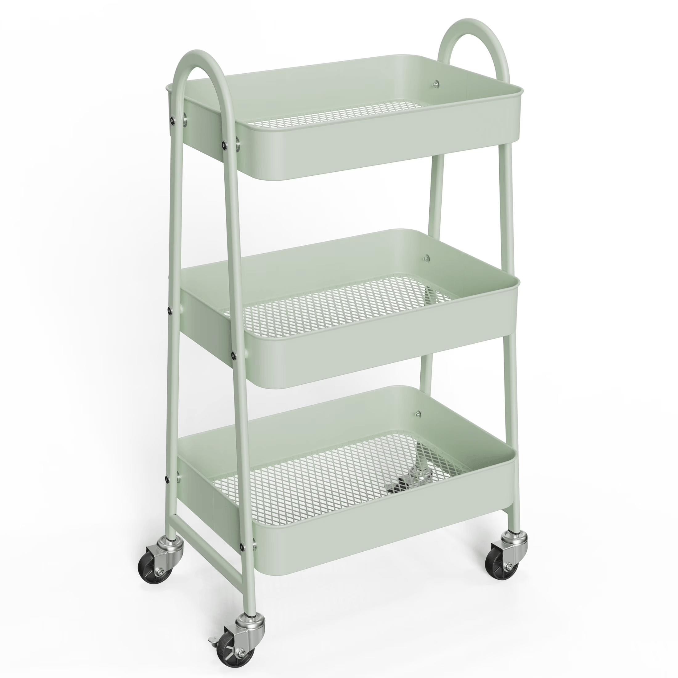 WareBay 3-Tier Rolling Cart | Metal Storage Organizer with Locking Wheels for Kitchen & Bathroom