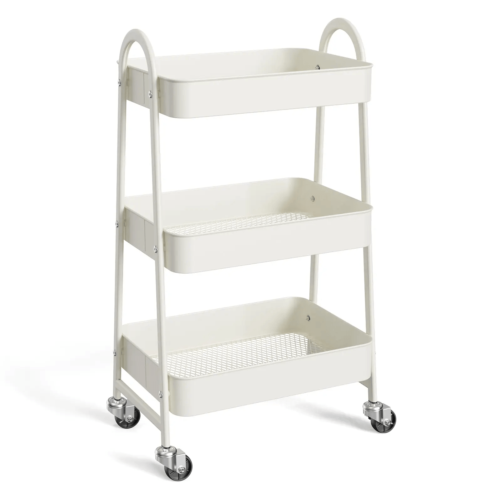 WareBay 3-Tier Rolling Cart | Metal Storage Organizer with Locking Wheels for Kitchen & Bathroom