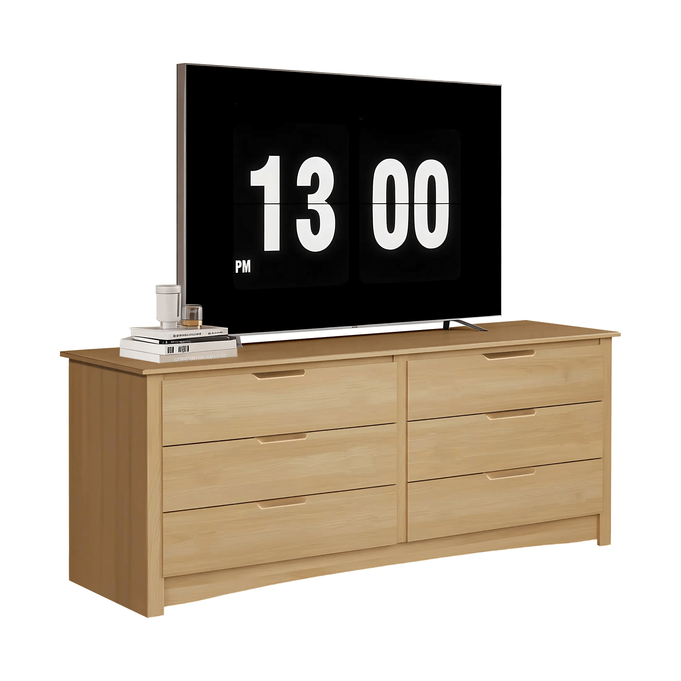 WareBay 59" TV Stand with 6 Drawers – Wooden Entertainment Center with Storage